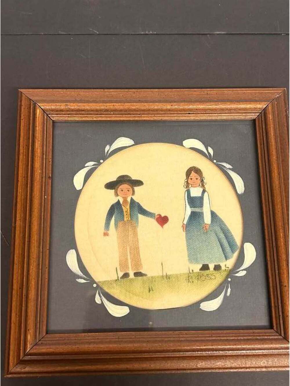 Vintage R. Ross Folk Art Framed Painting